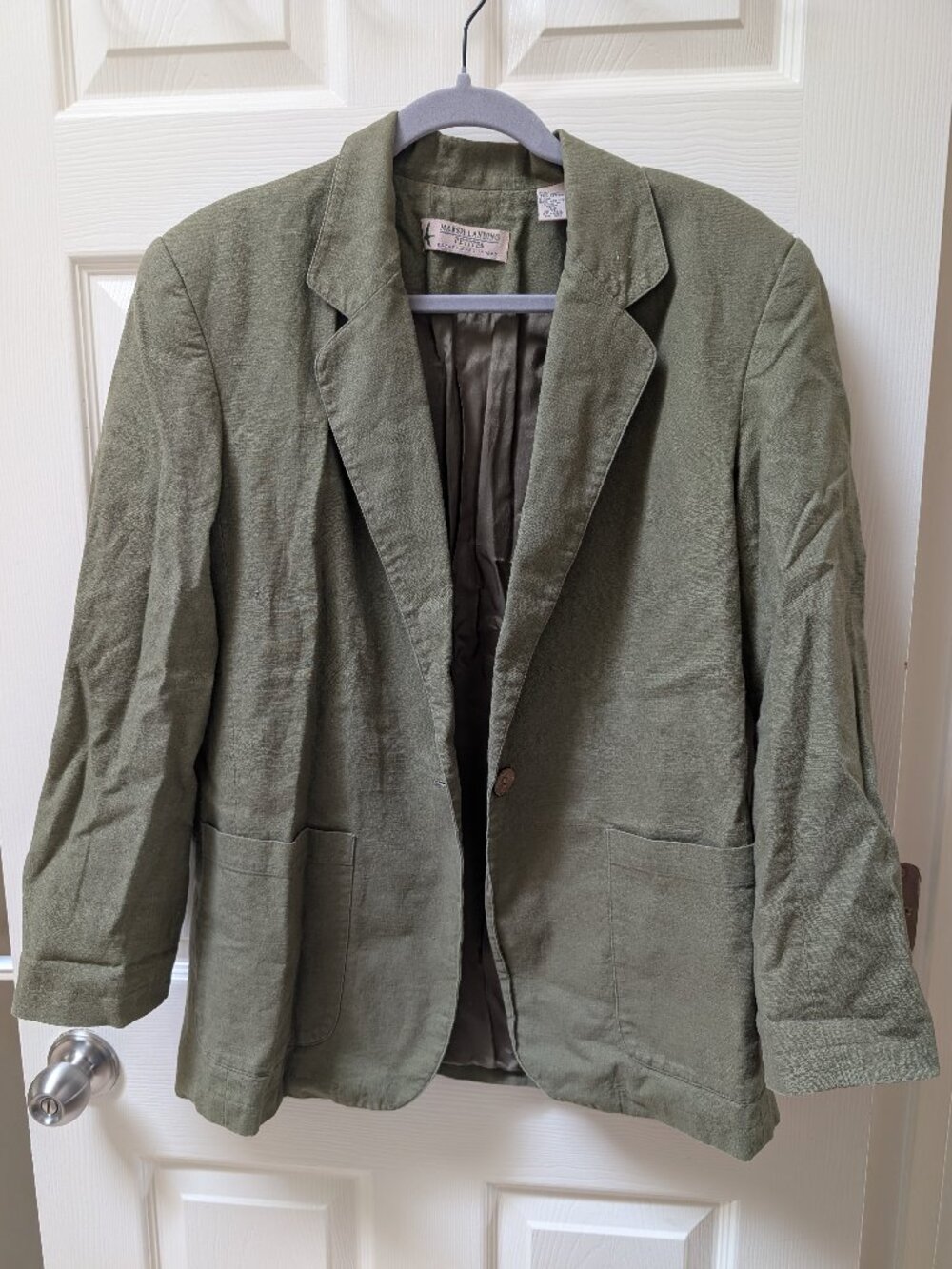Vintage Olive Green Linen Blend Blazer